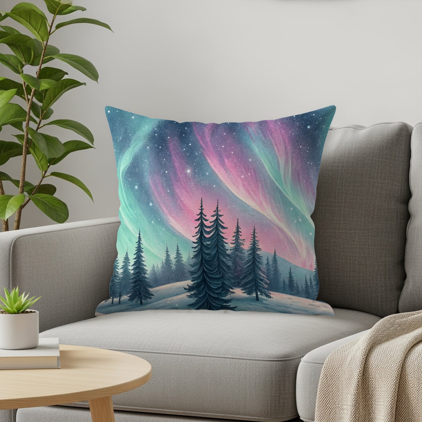 Enchanting Northern Lights Décor with Pine Trees product