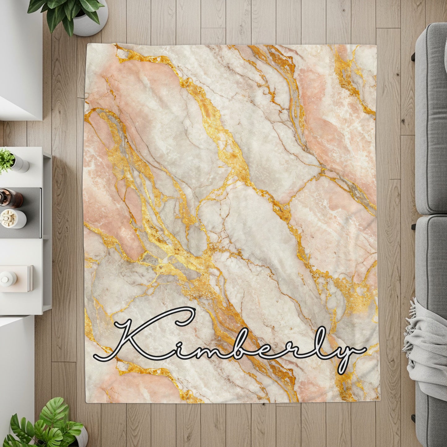Personalized Marble Gold Accent Kimberly Rug