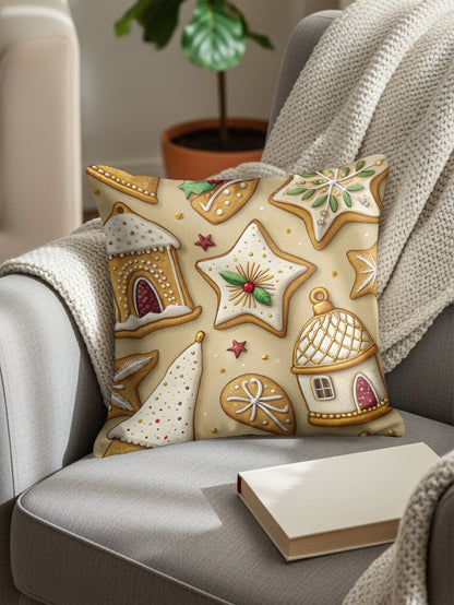 Festive Gingerbread Cookie Design Throw Pillow