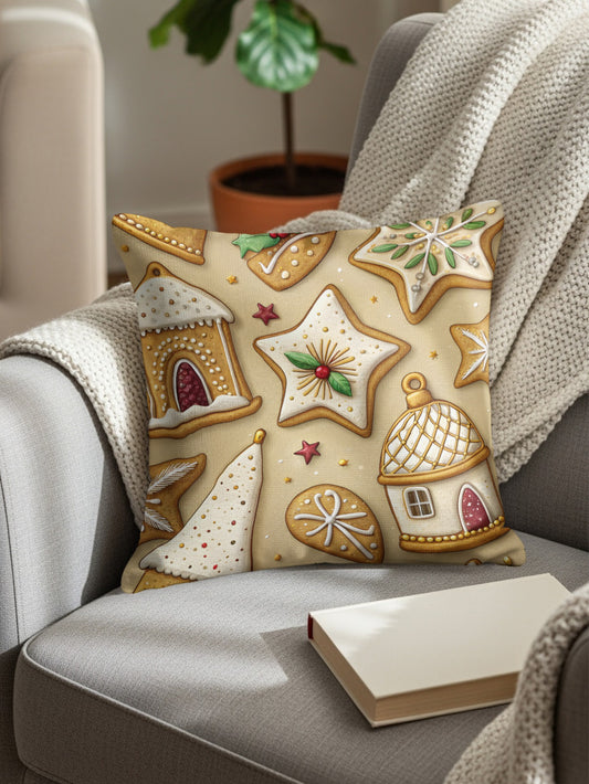Festive Gingerbread Cookie Design Throw Pillow