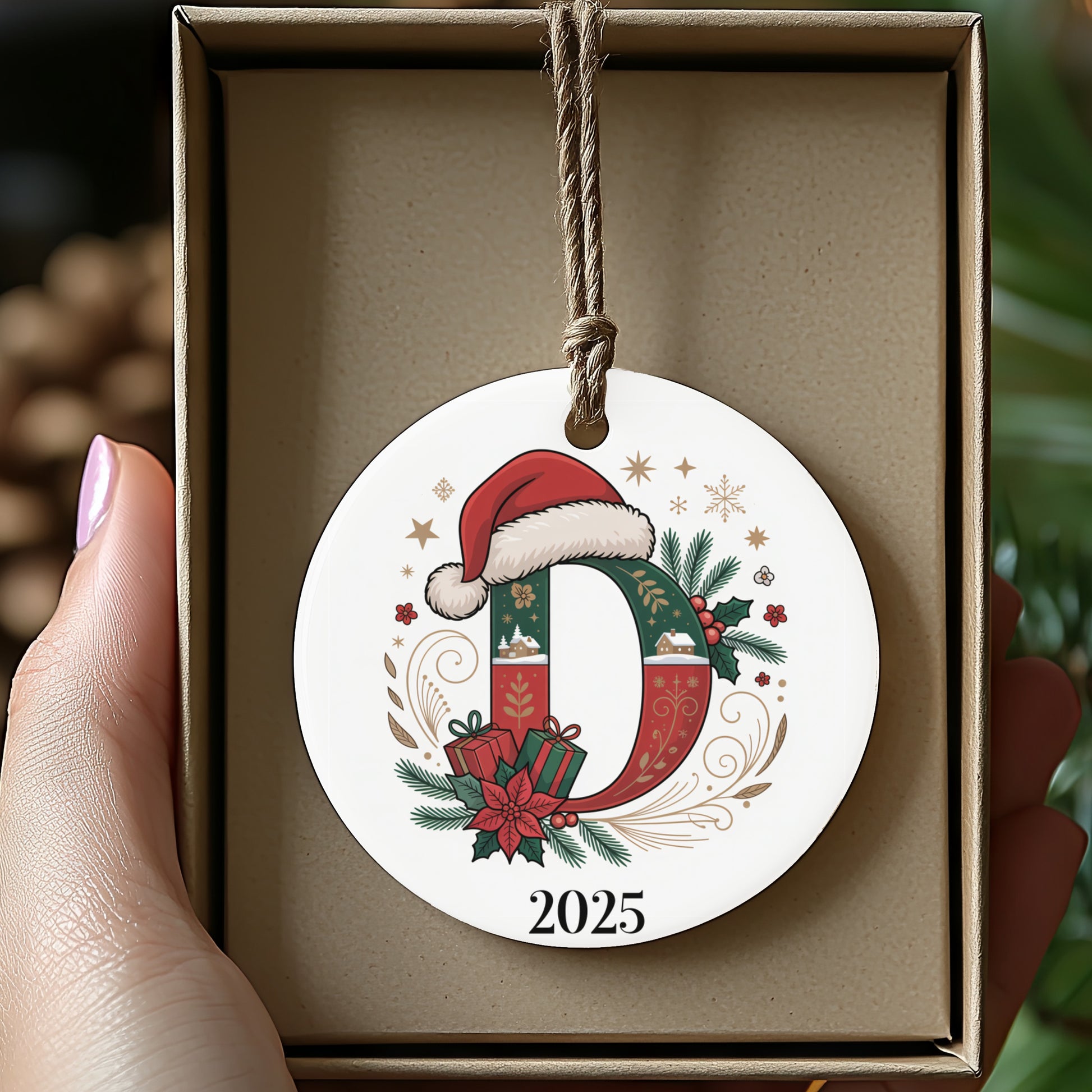 Personalized Christmas Initial Ornament Holiday Decoration product