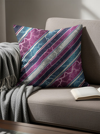 Diagonal Lightning and Stripe Patterned Design Throw Pillows - Walk Greener