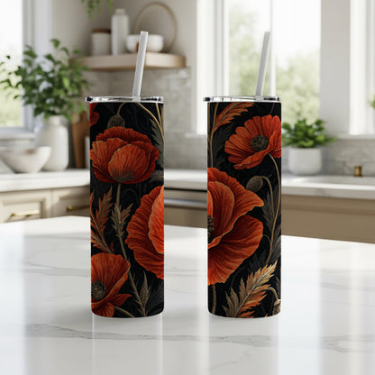 Artistic Floral Poppies Design Pattern for Beautiful Look Tumblers - Walk Greener