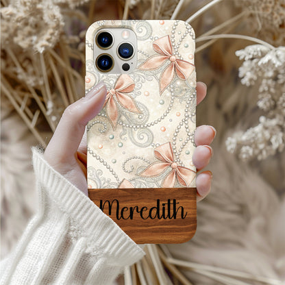 Personalized Floral Pattern Phone Case with Name Meredith
