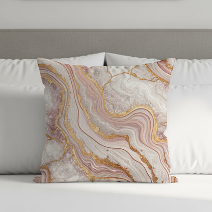 Elegant Pink and Gold Marble Design Pillow Decor