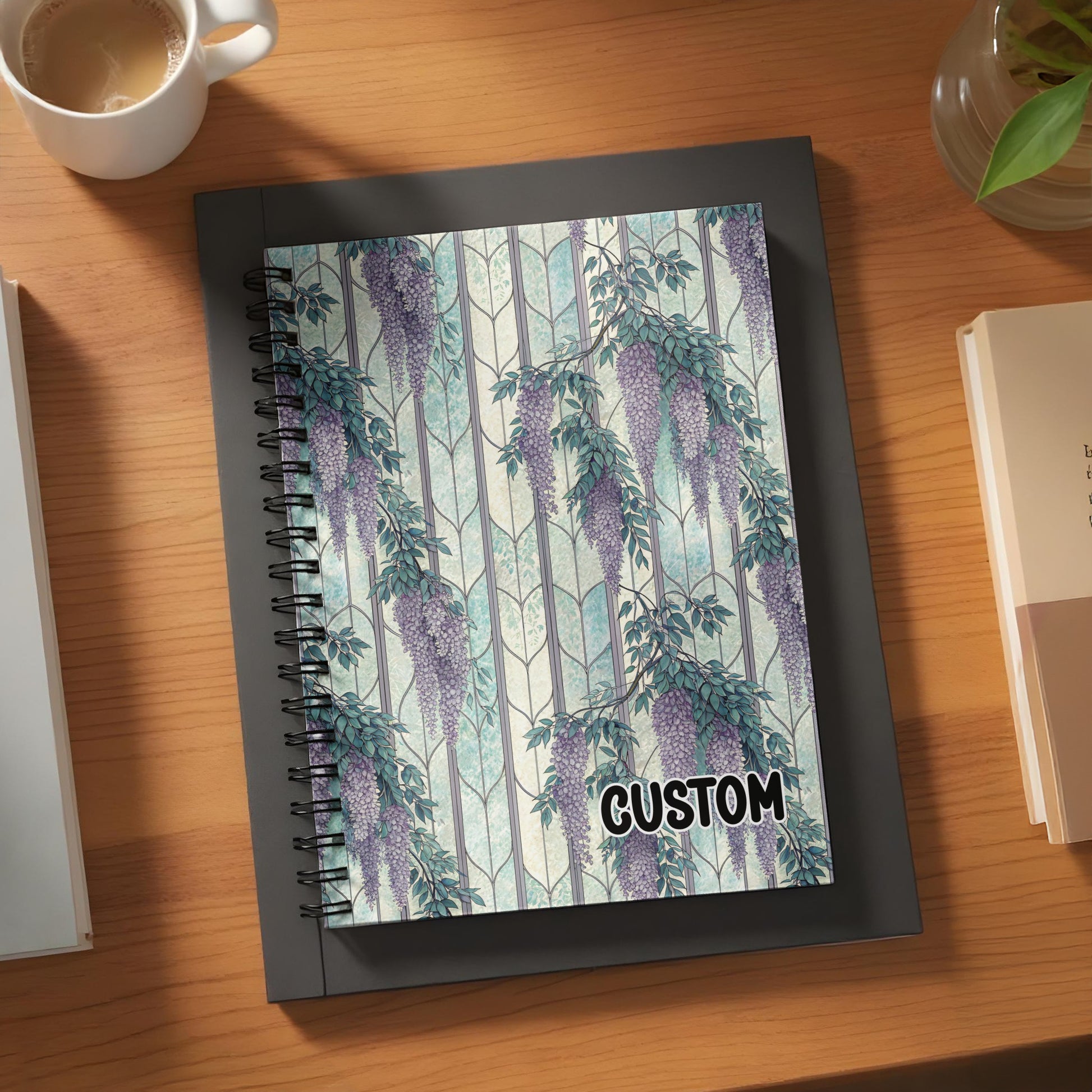 Custom Wisteria Patterned Spiral Bound Notebook