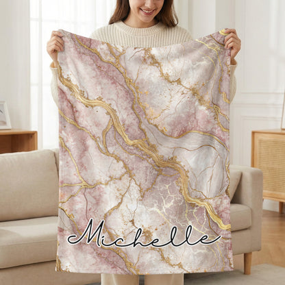 Personalized Marble Effect Blanket with Name Michelle