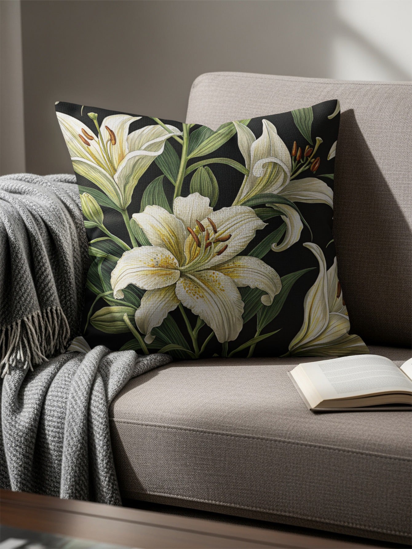 Floral Lily Design Cushion for Elegant Home Decor