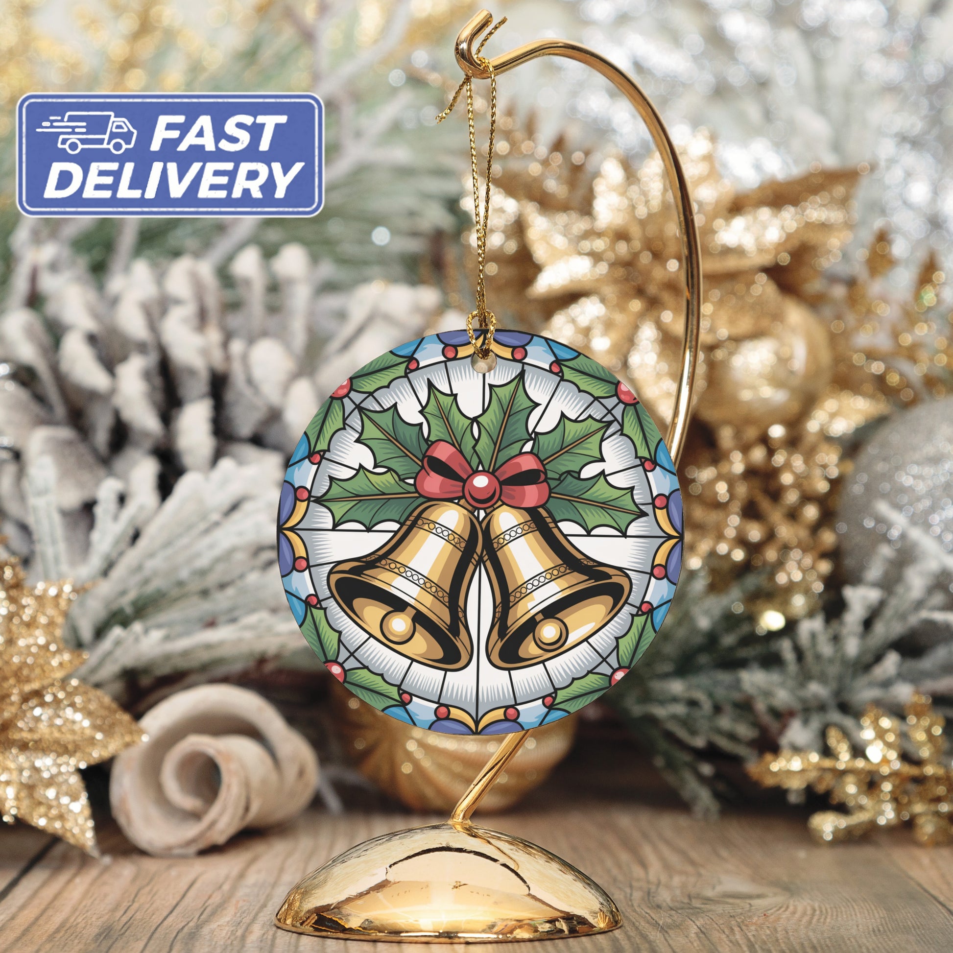 Festive Holiday Bells Christmas Ornament Product