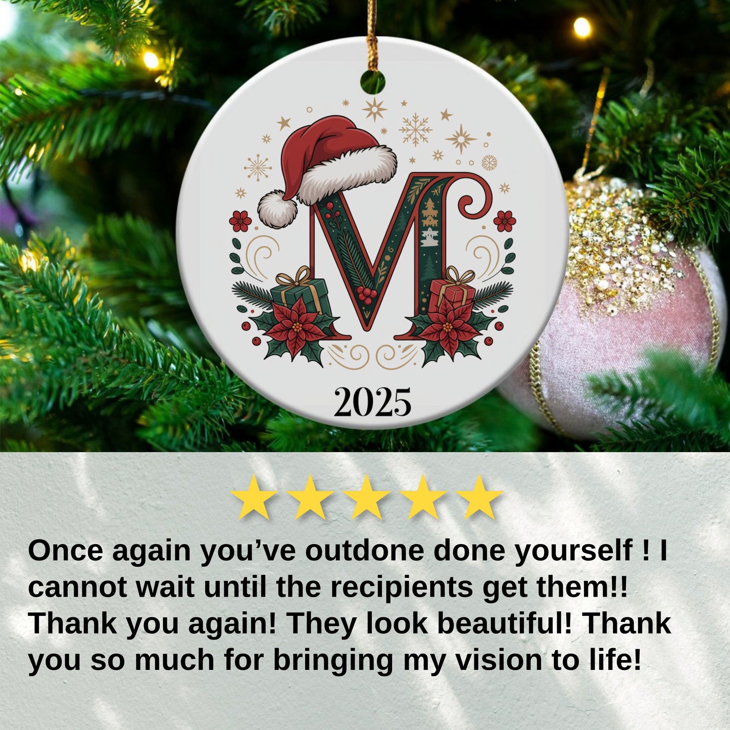 Personalized Christmas Ornament with Initial M product