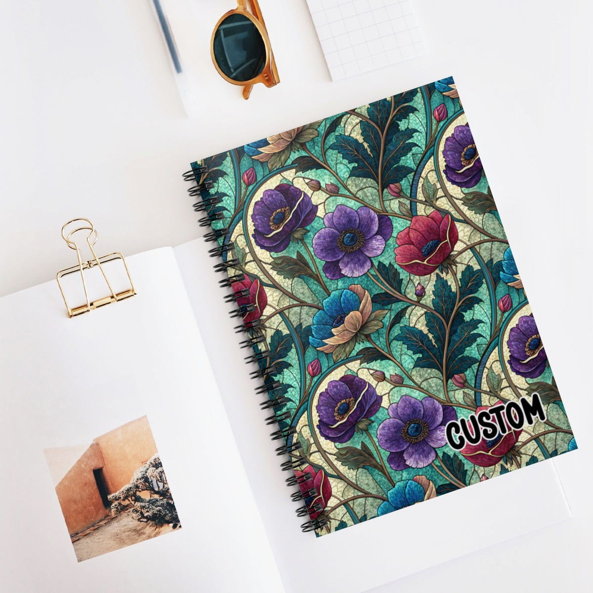 Custom Floral Pattern Hardcover Notebook