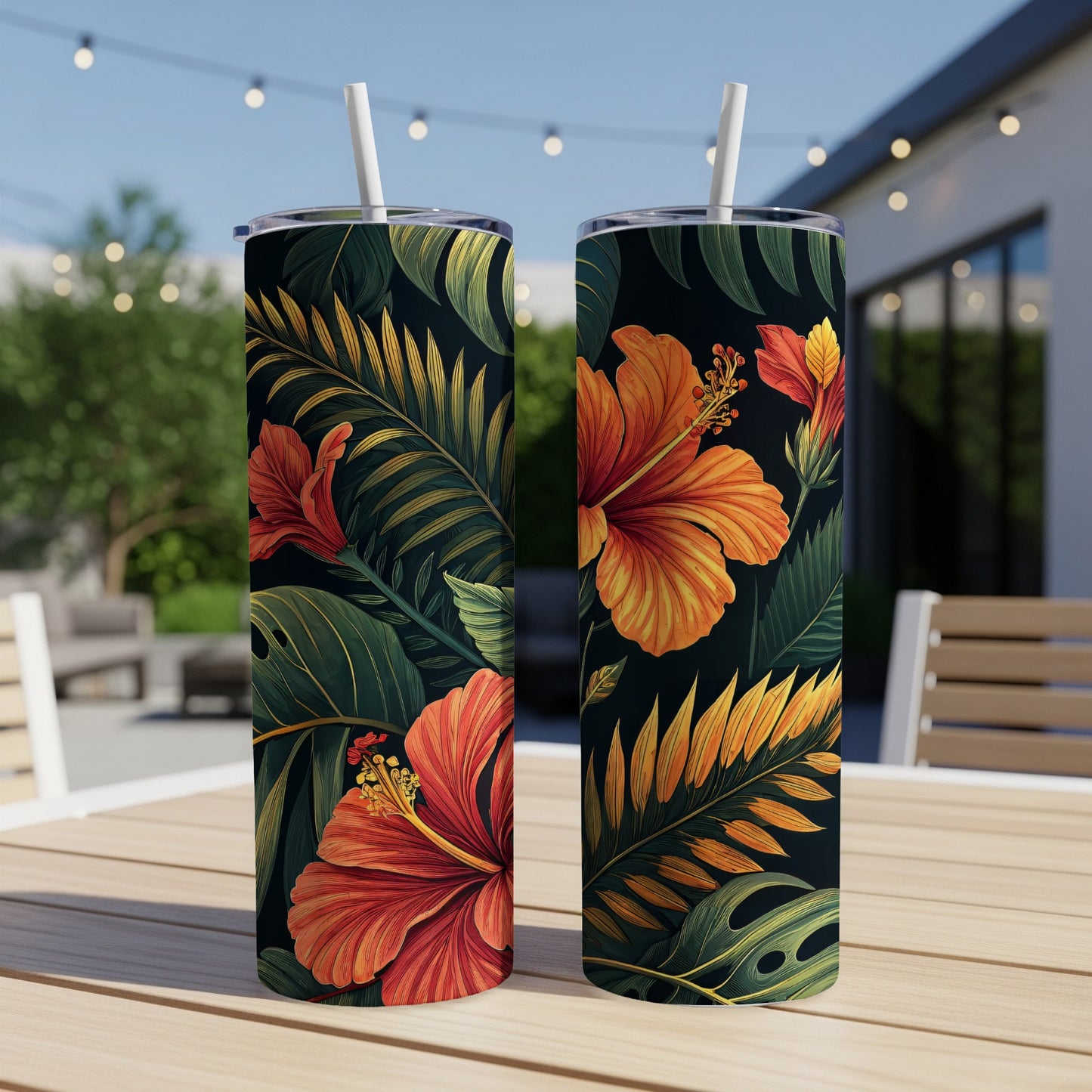 Vibrant Tropical Hibiscus Design Tumbler Mug for Everyday Use