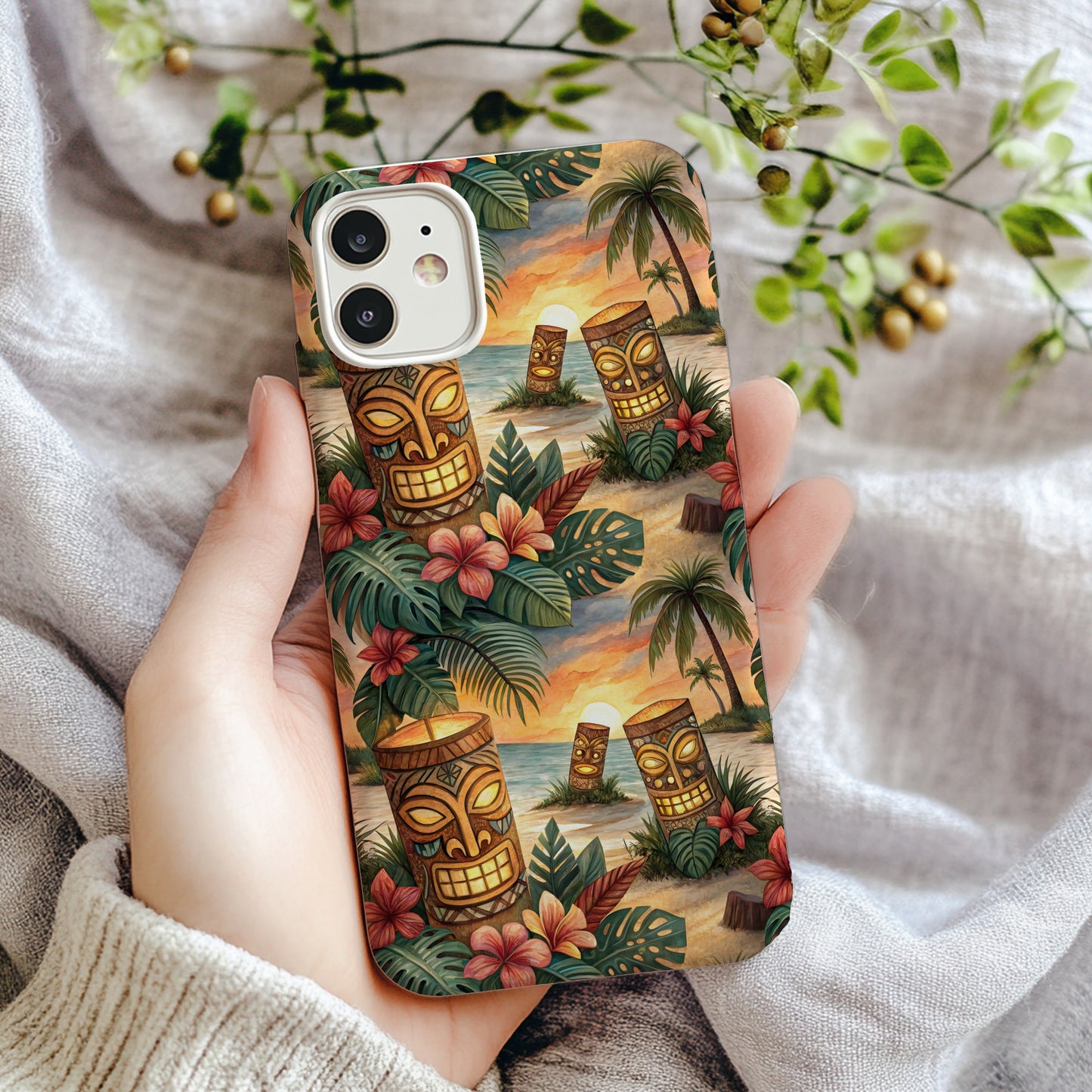Tropical Tiki Idols Custom Beach View Phone Case - Walk Greener