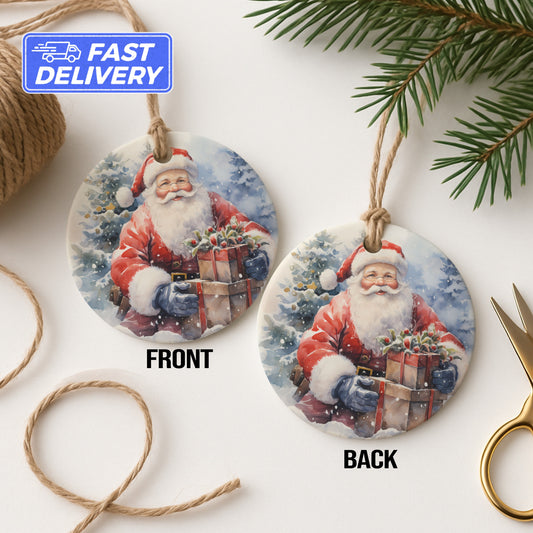 Festive Santa Claus Round Christmas Ornament product