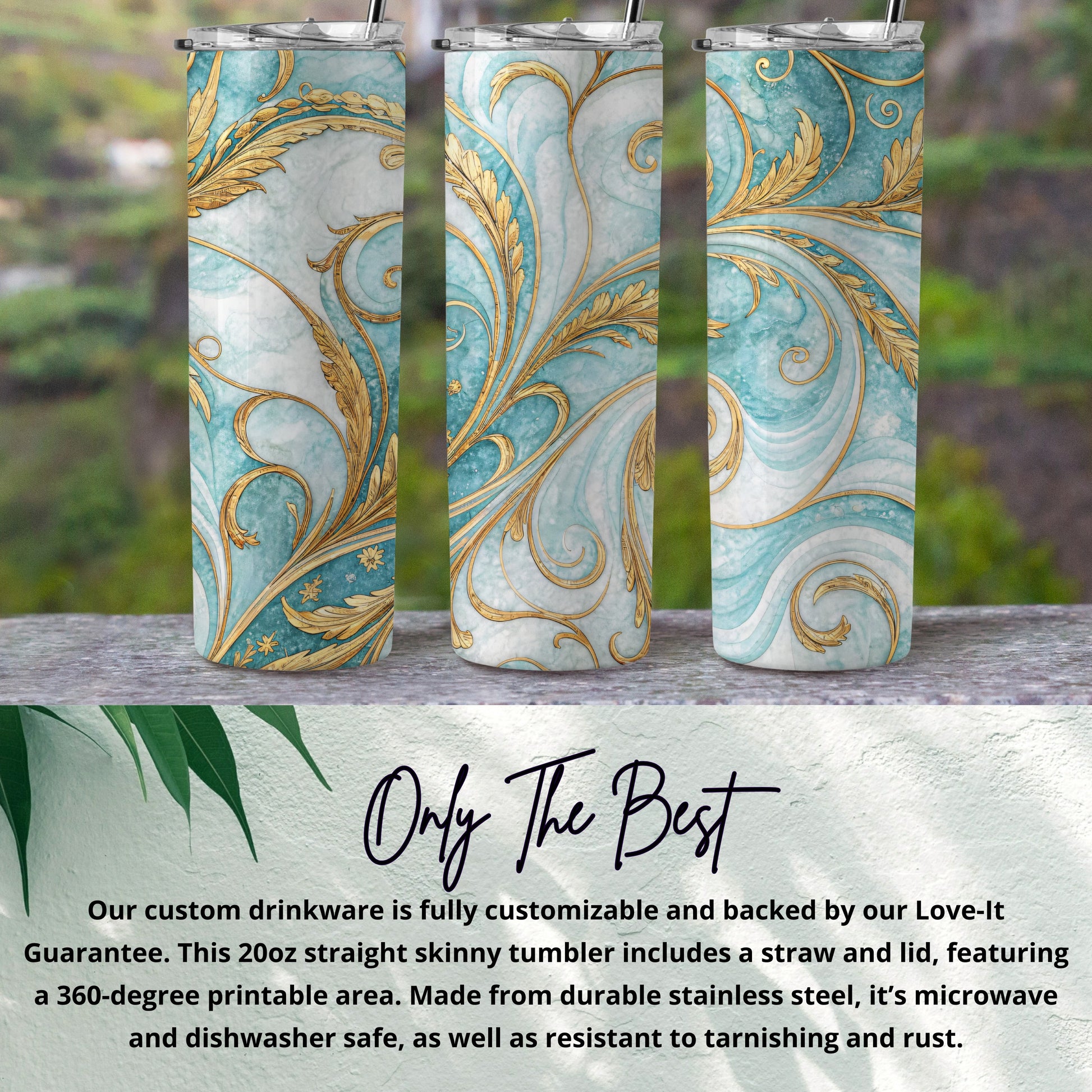 Beautiful Customizable Floral Design 20oz Tumbler Cup