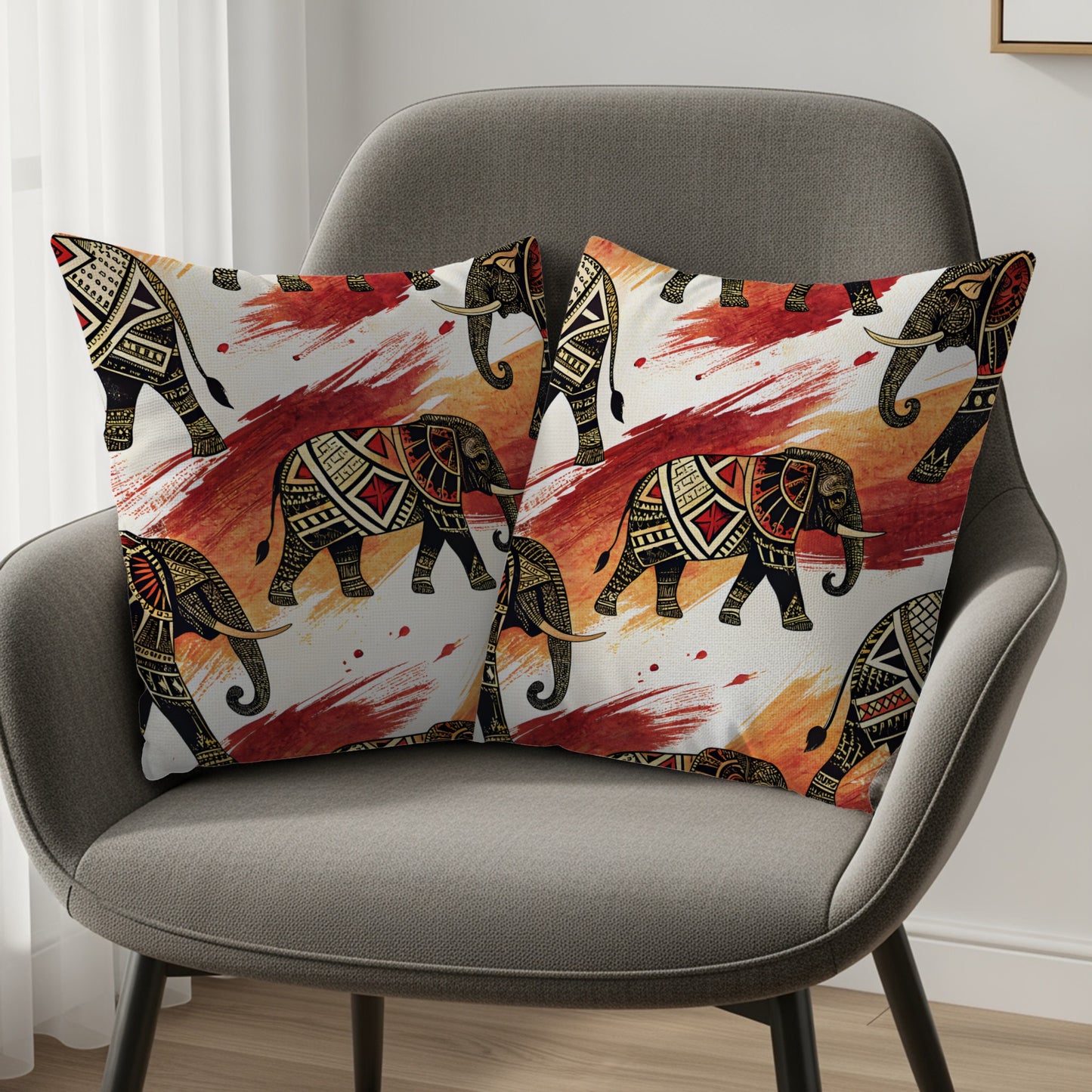 Decorated Elephant Pattern African Theme Style Pillows & Pillow Cases - Walk Greener