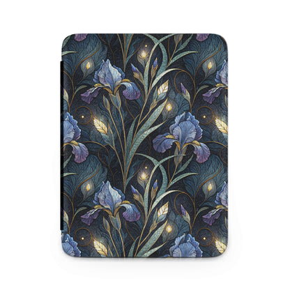 Elegant Blue and Gold Floral Pattern Kindle Case