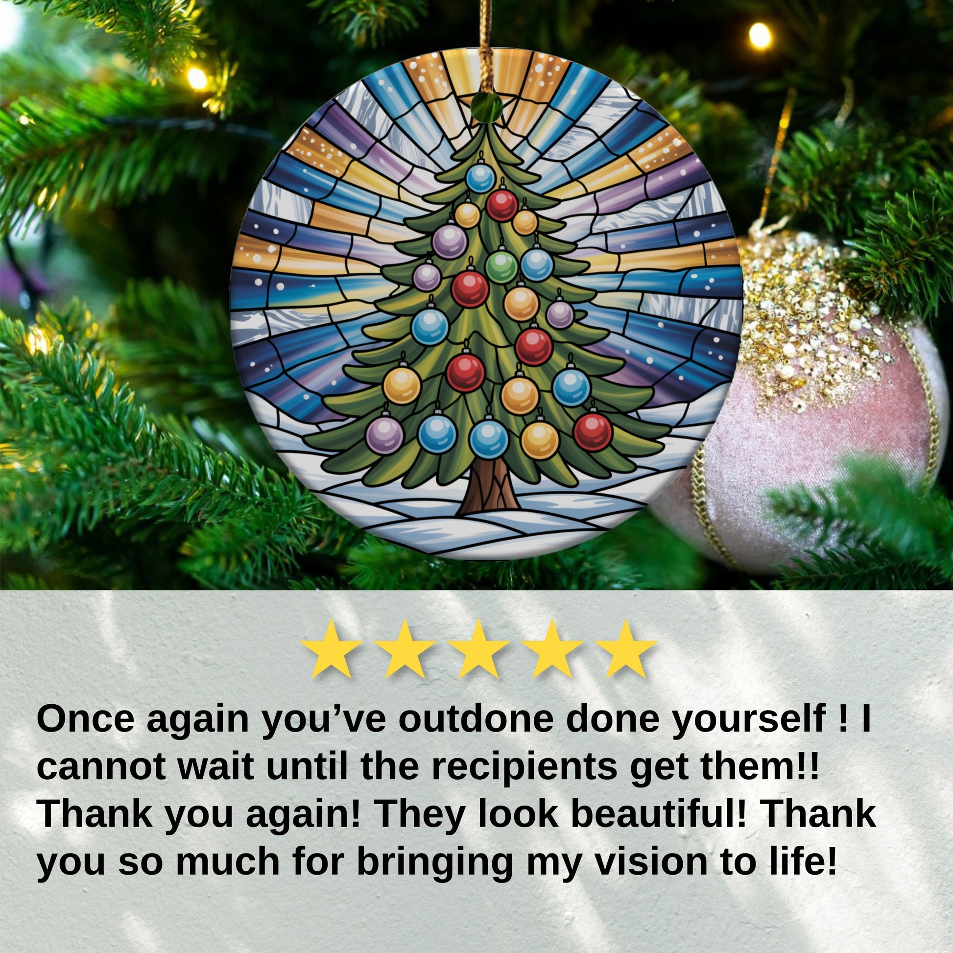 Colorful Christmas Tree with Stars Ornament product