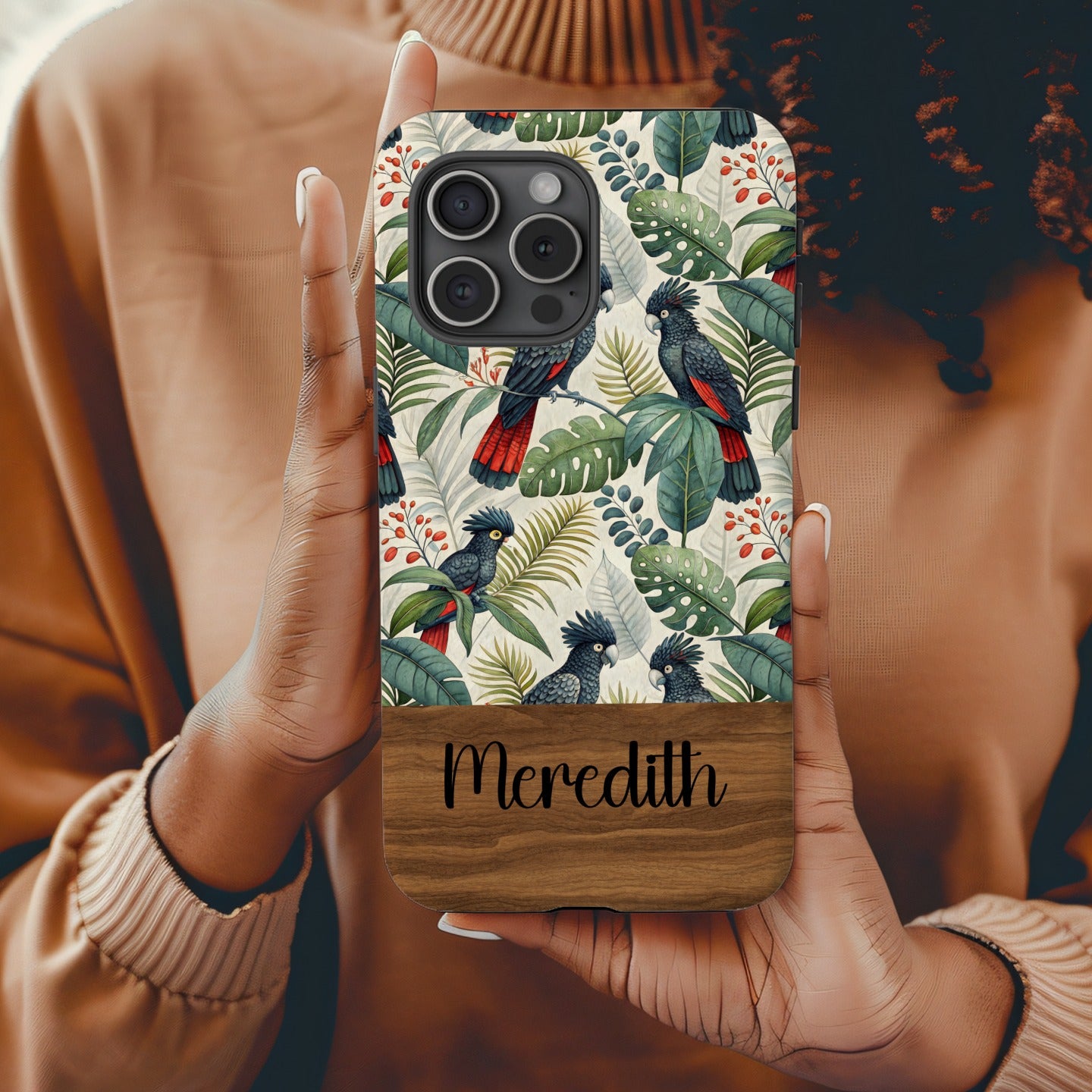Tropical Cockatoo Birds Among Green Leaves With Custom Name - Walk Greener
