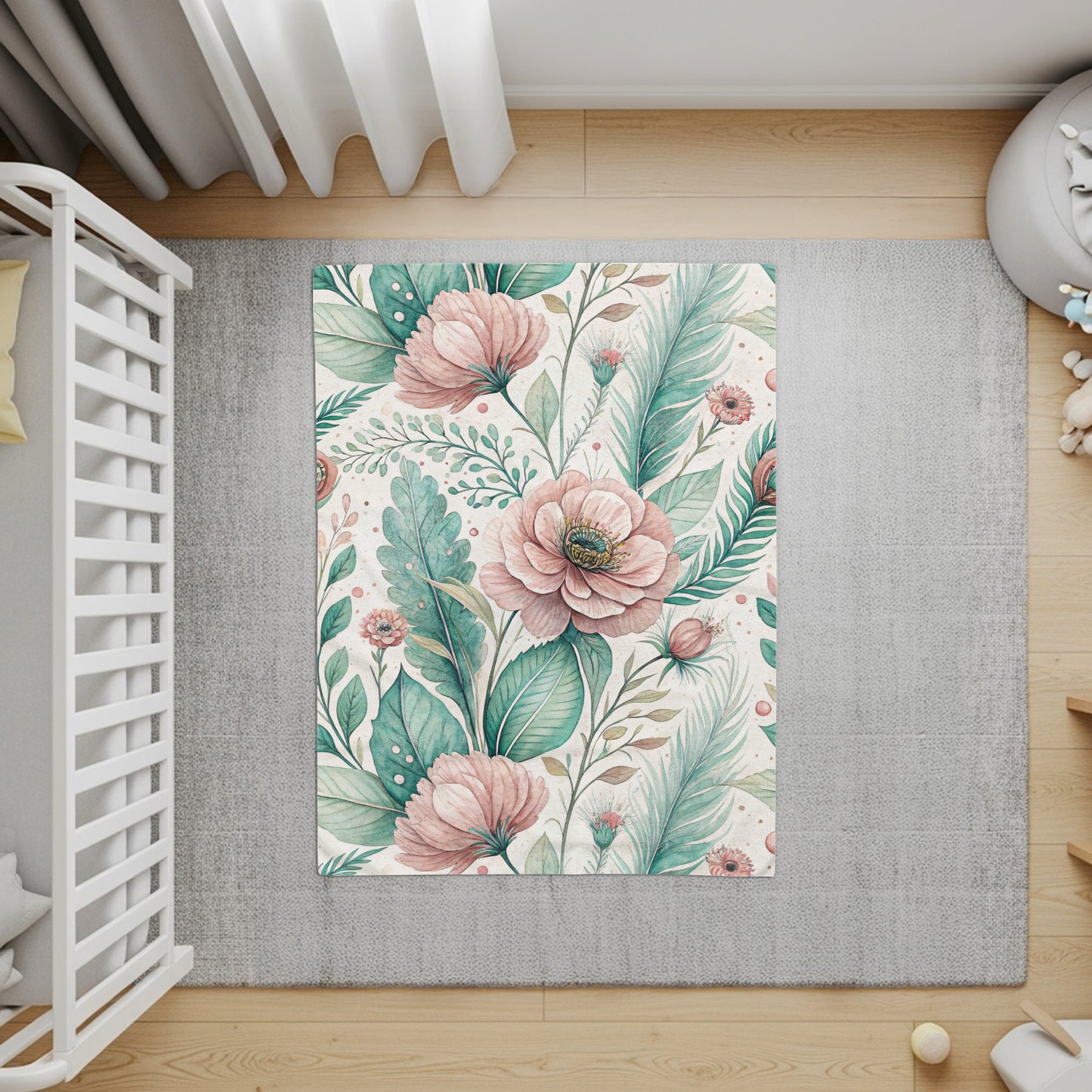 Floral Harmony Dreamy Botanical Watercolor Velveteen Plush Blankets - Walk Greener