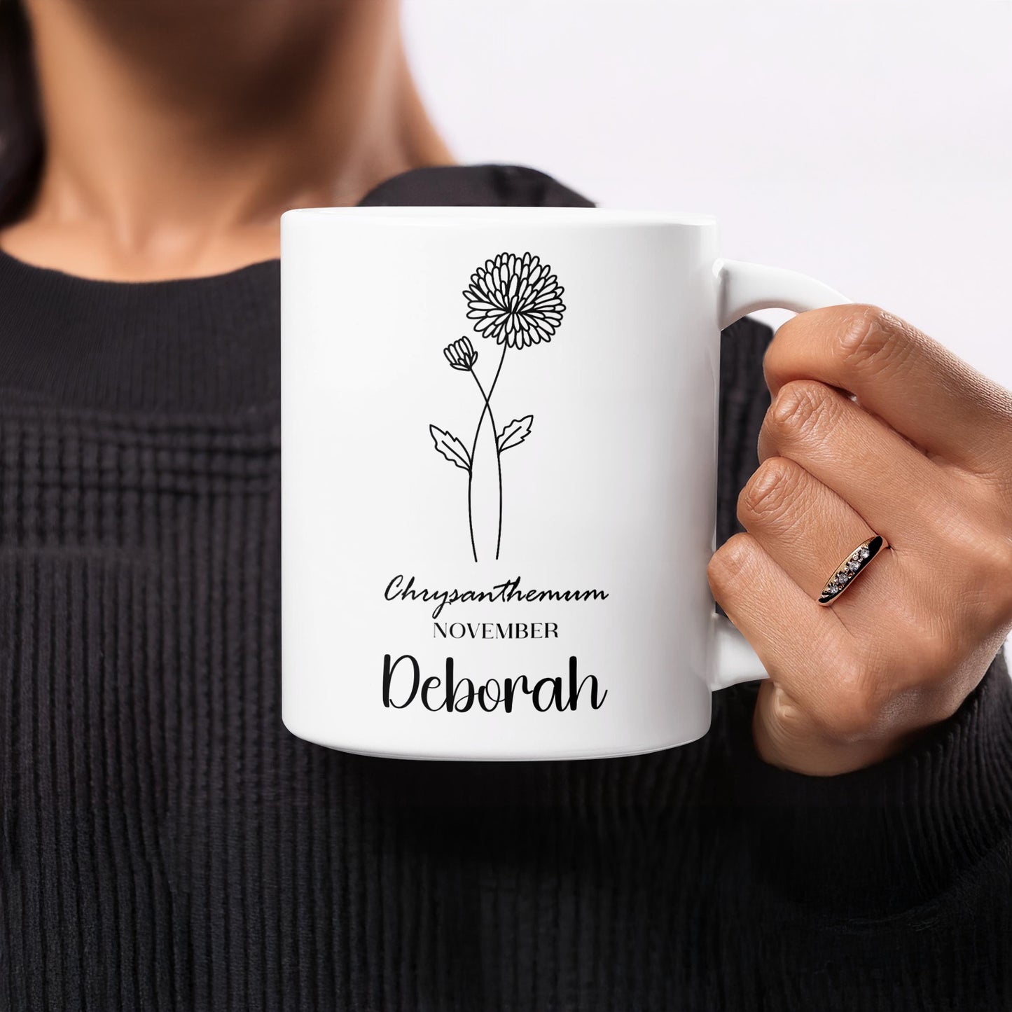 Chrysanthemum November Personalized Deborah Mug