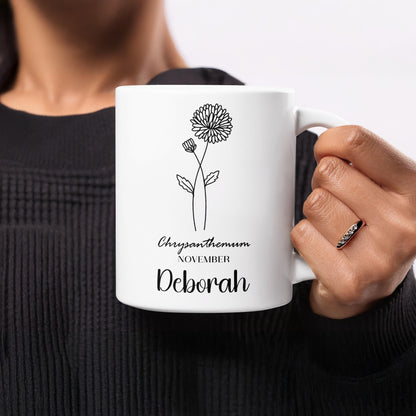 Chrysanthemum November Personalized Deborah Mug