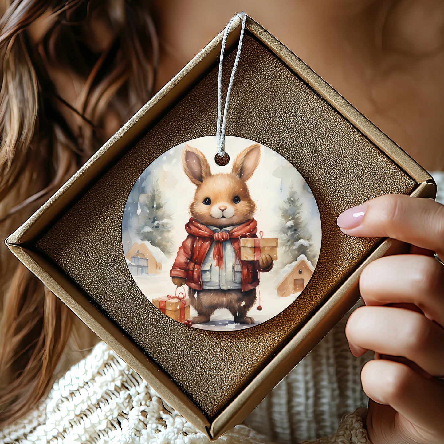 Cute Festive Bunny Pendant for Holiday Decorations product