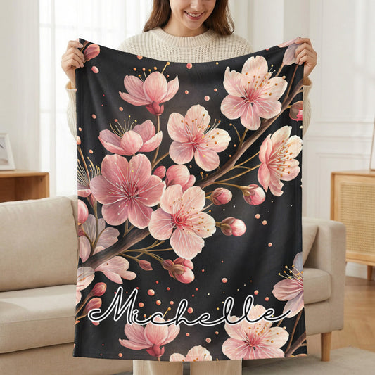 Sakura Custom Name Blanket Gift for All Special Days - Walk Greener