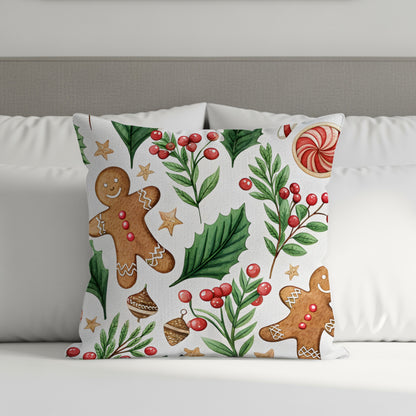 Festive Gingerbread Holiday Pattern Pillow Cover