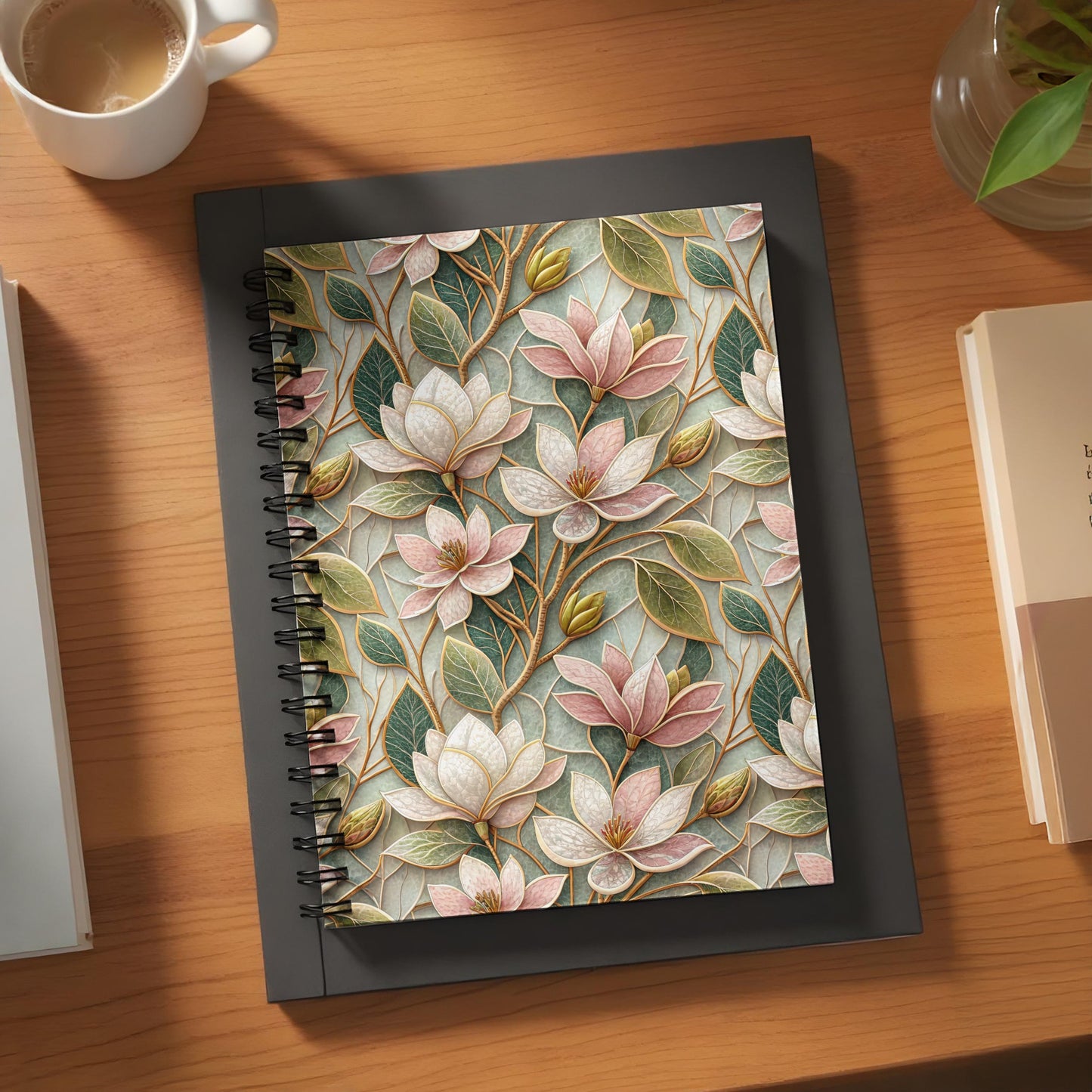 Elegant Floral Design Hardcover Spiral Notebook