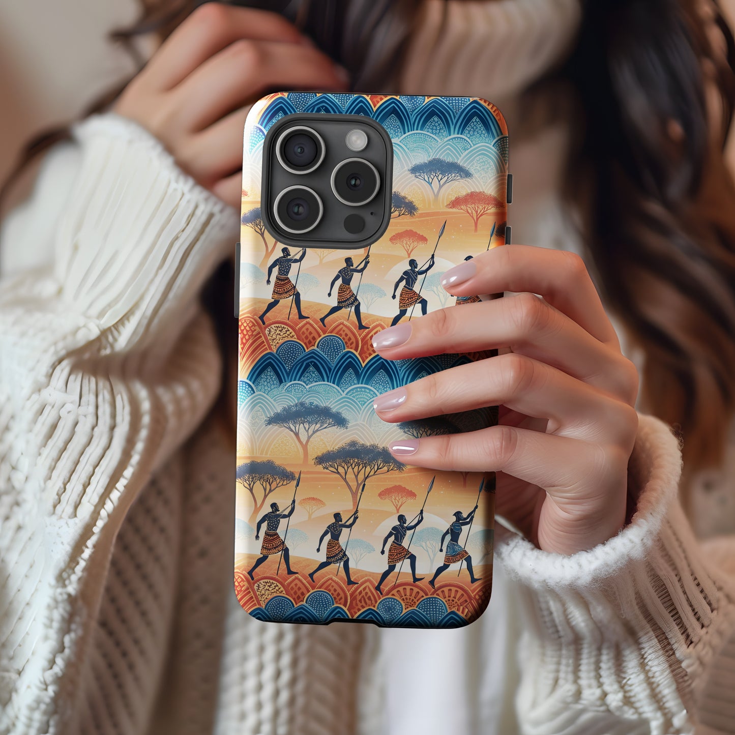 African Savannah Silhouette With Custom Name Phone Case - Walk Greener