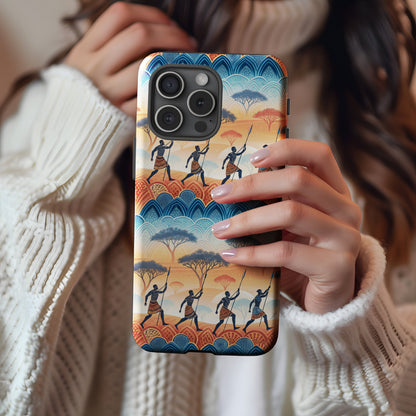 African Savannah Silhouette With Custom Name Phone Case - Walk Greener