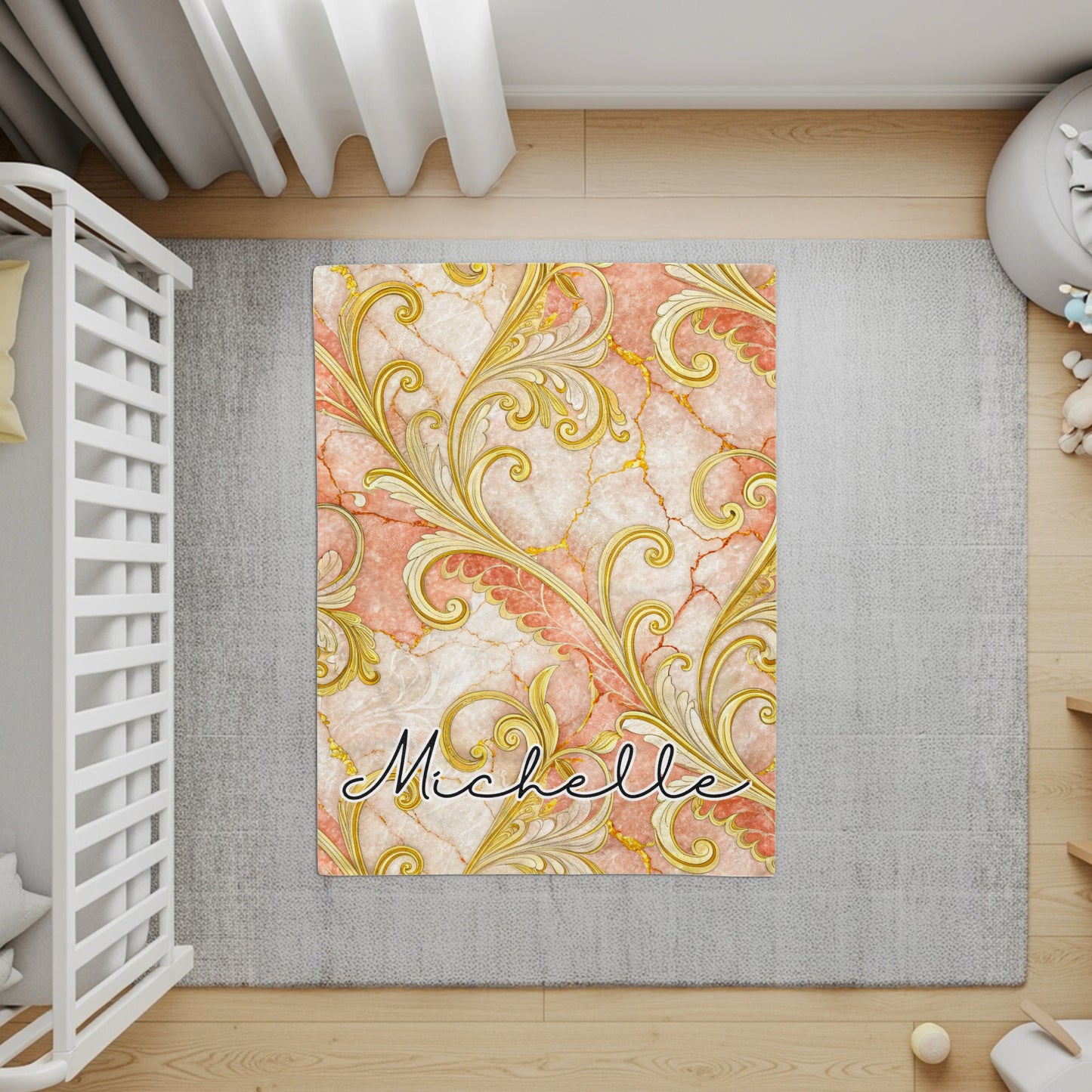 Elegant Golden Pattern Custom Name Design Personalized Blanket - Walk Greener