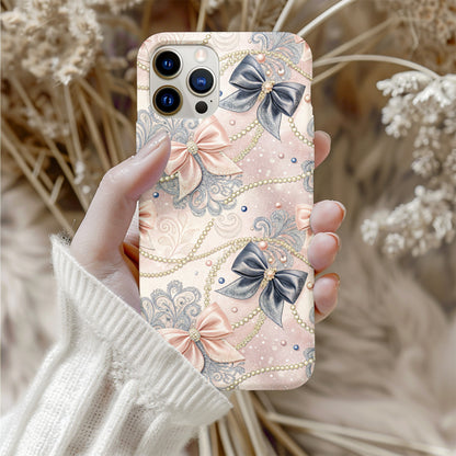 Elegant Pink and Blue Bow Design Phone Case