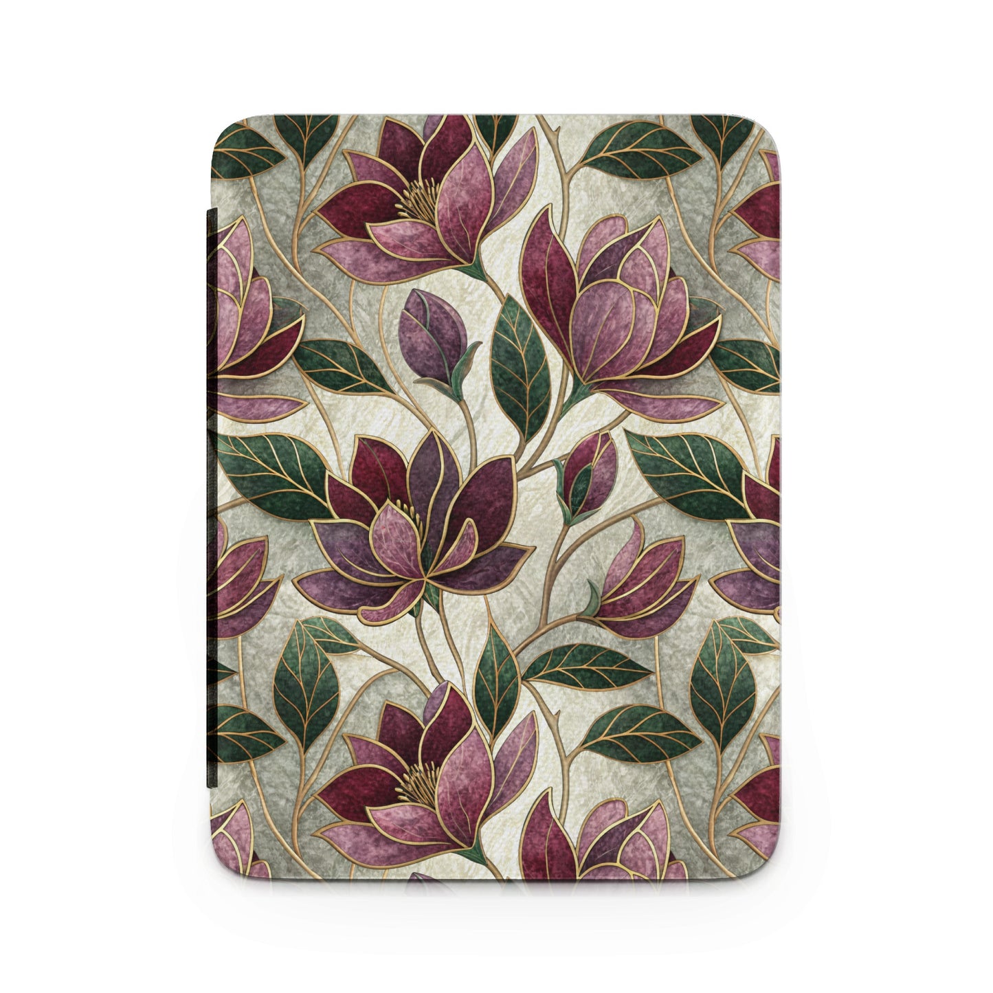 Elegant Burgundy and Green Floral Design Notebook Cover