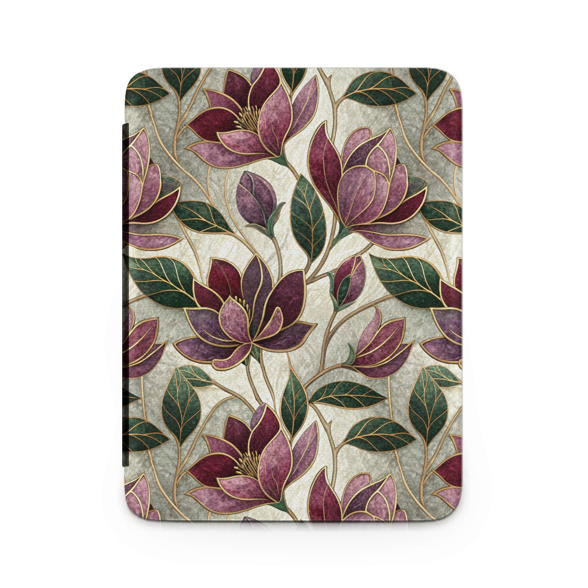 Elegant Burgundy and Green Floral Design Notebook Cover