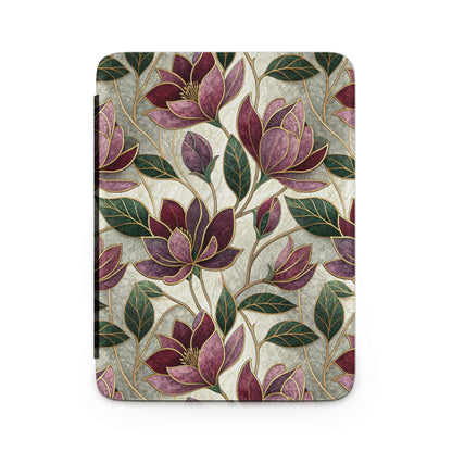 Elegant Burgundy and Green Floral Design Notebook Cover