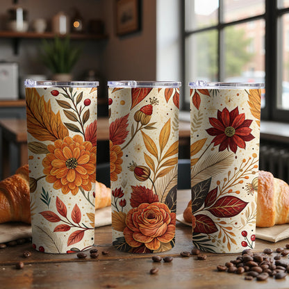 Charming Fall Flowers Floral Design Tumbler Product