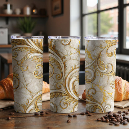 Elegant Gold and Marble Pattern Insulated Tumbler Cups