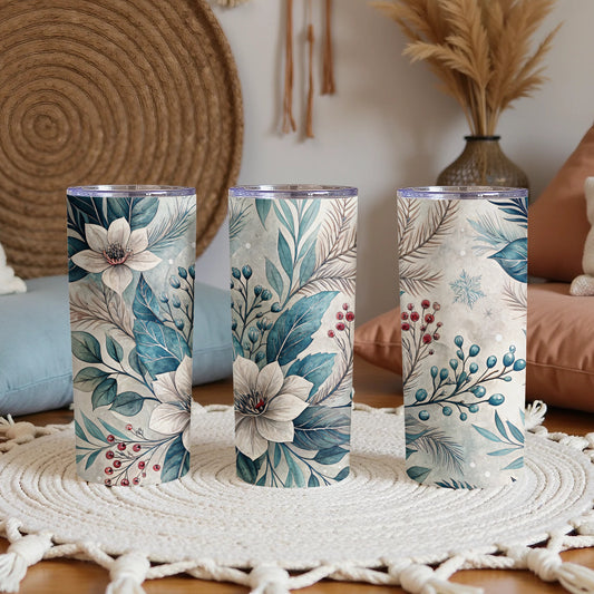 Floral Botanical Print Tumbler for Stylish Beverage Holder