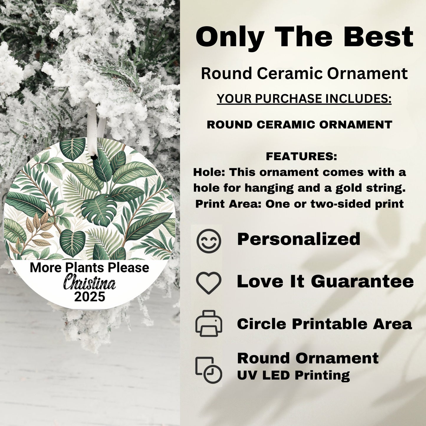 Personalized Round Ceramic Ornament Christmas product type