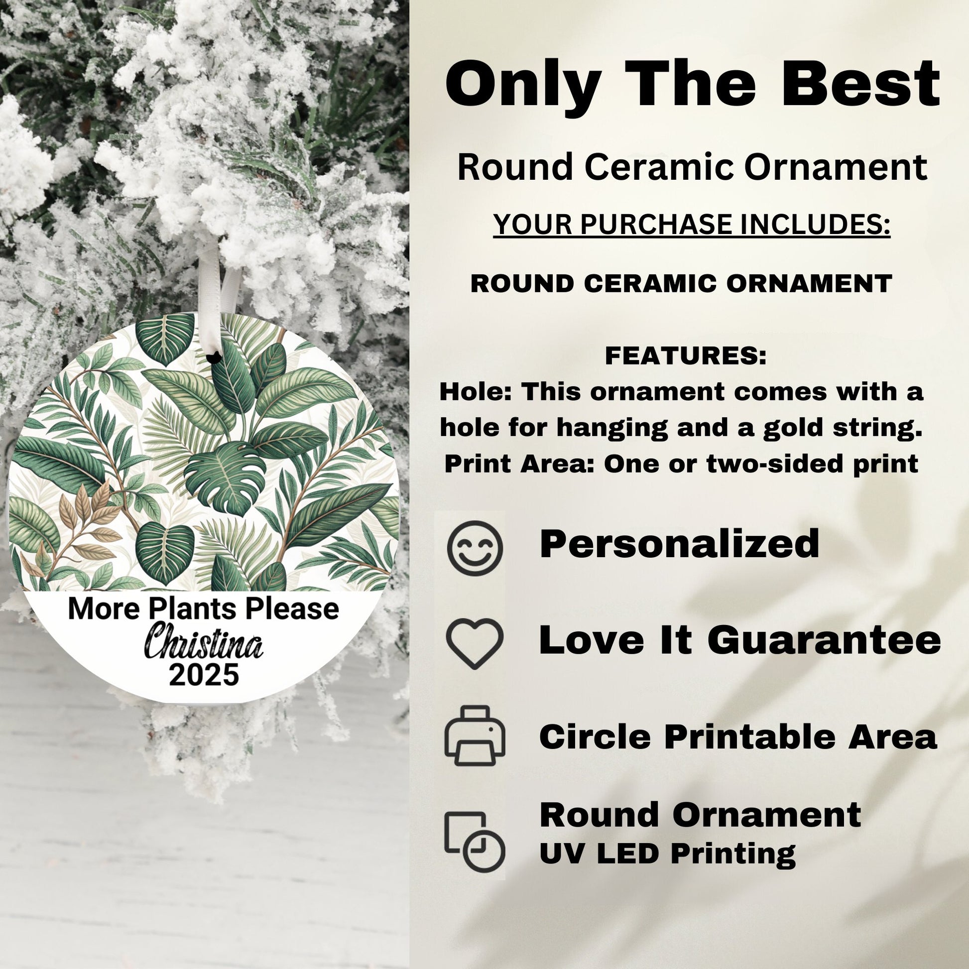 Personalized Round Ceramic Ornament Christmas product type