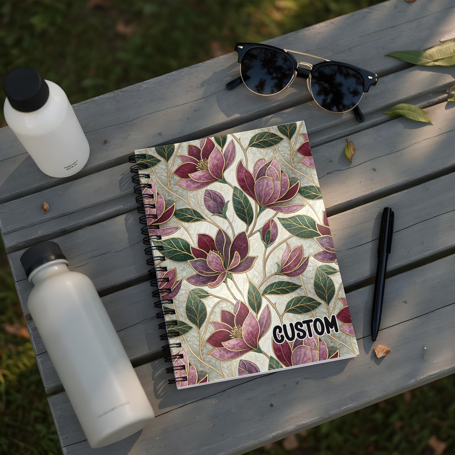 Elegant Floral Design Customizable Notebook Custom