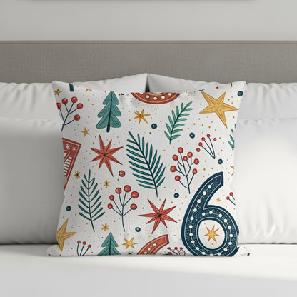 Hand Drawn Festive Holiday Pattern Six Seven Motif Throw Pillows - Walk Greener
