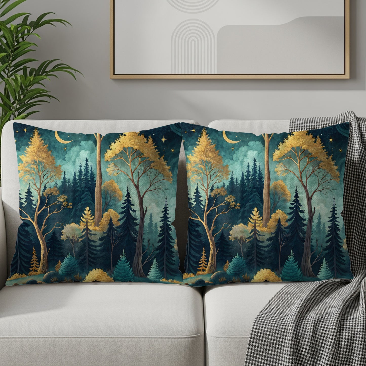Enchanted Forest Design Throw Pillow Set for Home Decor