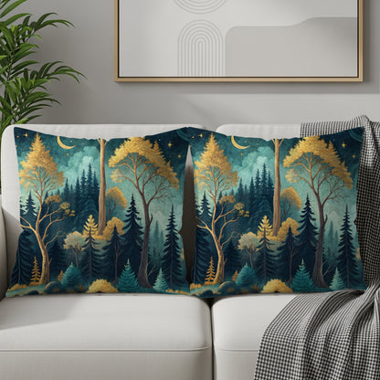 Enchanted Forest Design Throw Pillow Set for Home Decor