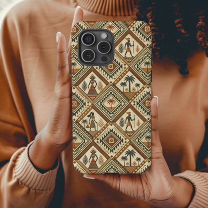 Artistic Egyptian Pattern Phone Case with Custom Name Option - Walk Greener