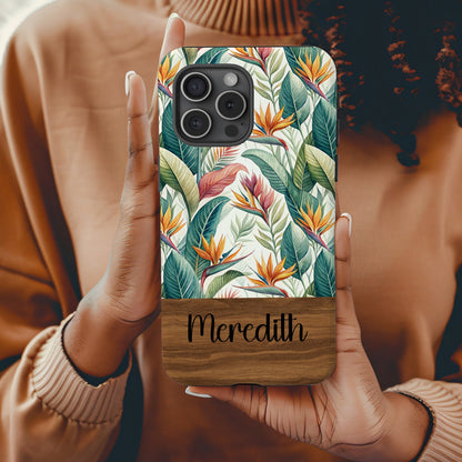Customized Tropical Floral Phone Case with Name Meredith