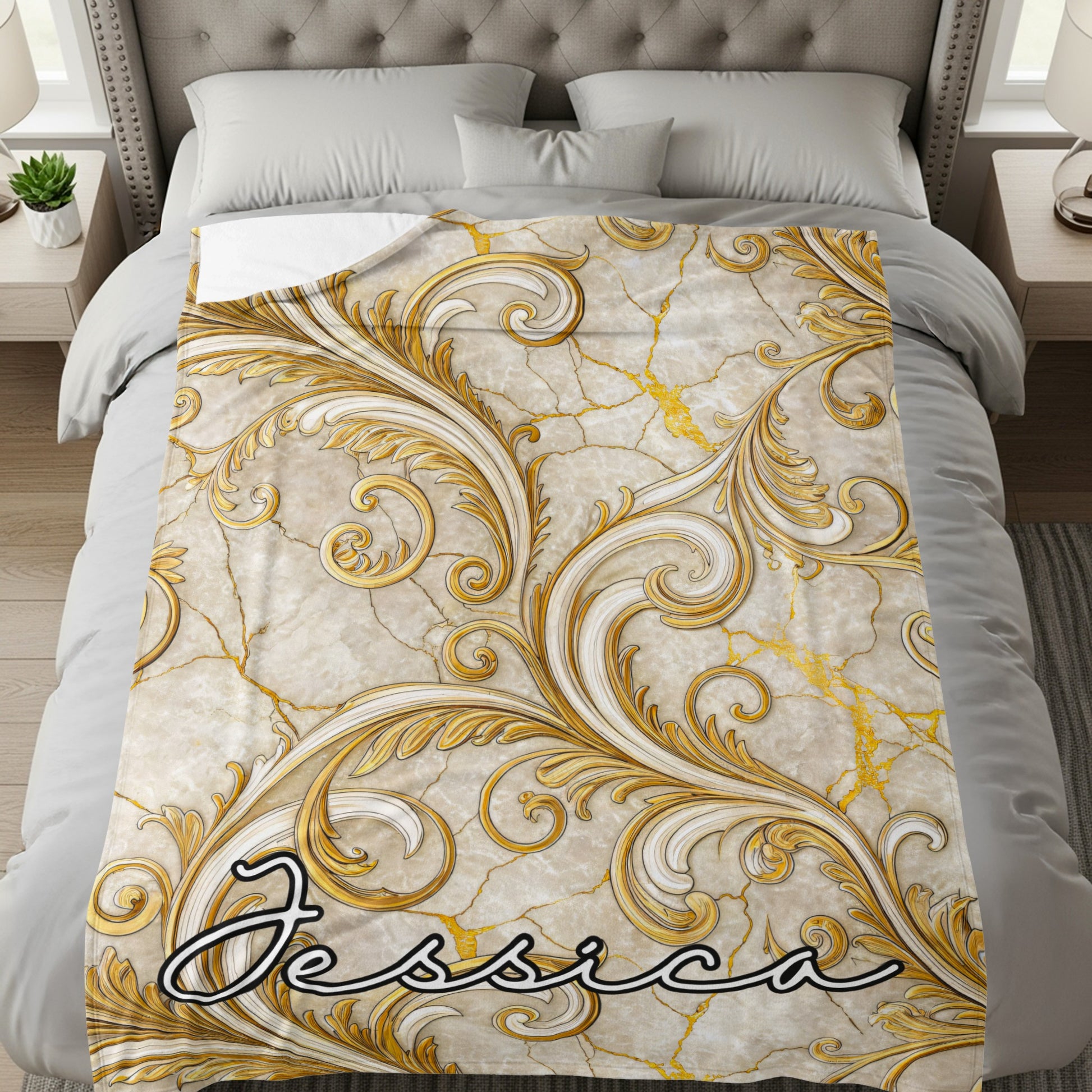 Personalized Jessica Patterned Blanket Bedding Decor