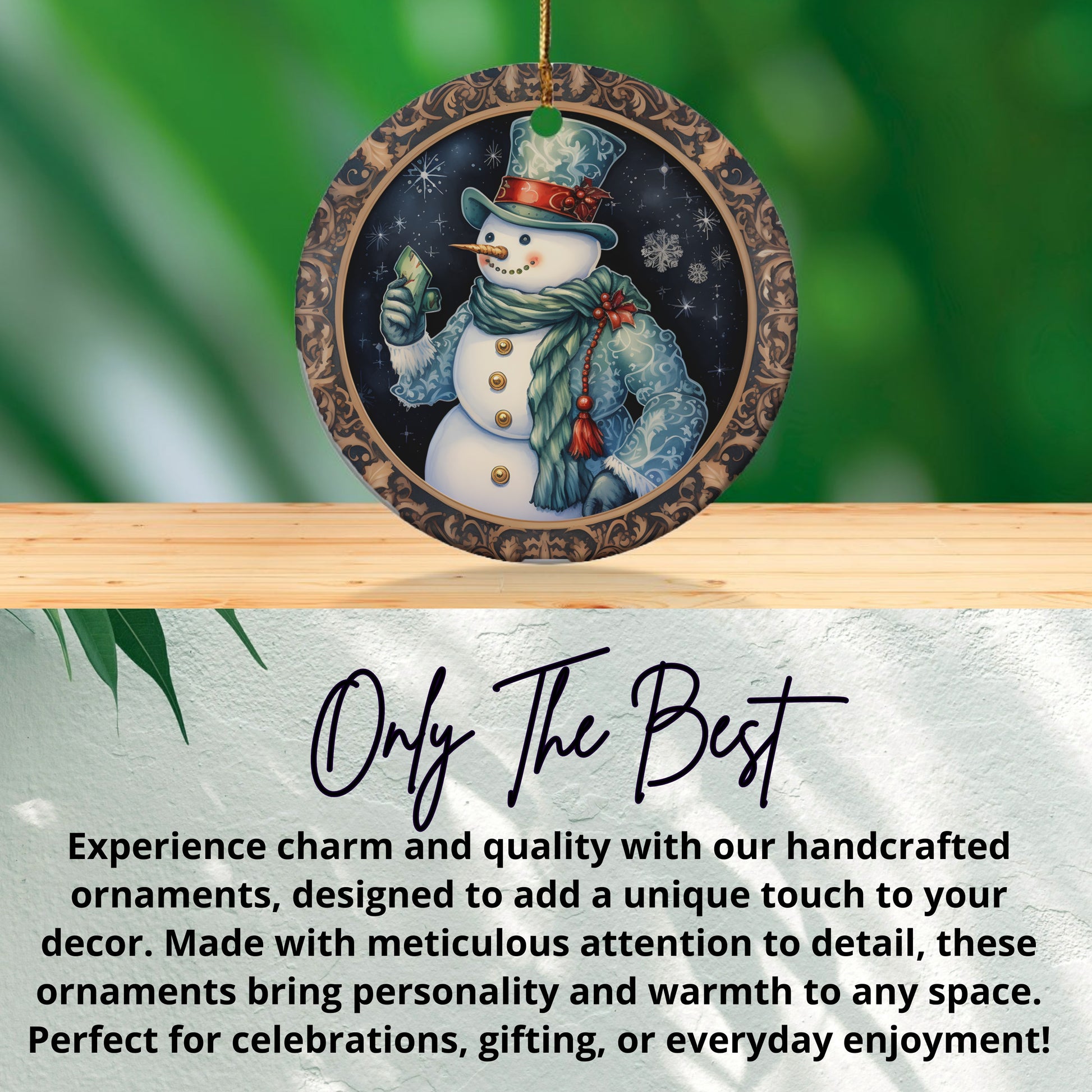 Snowman Christmas Ornament with Scarf product
